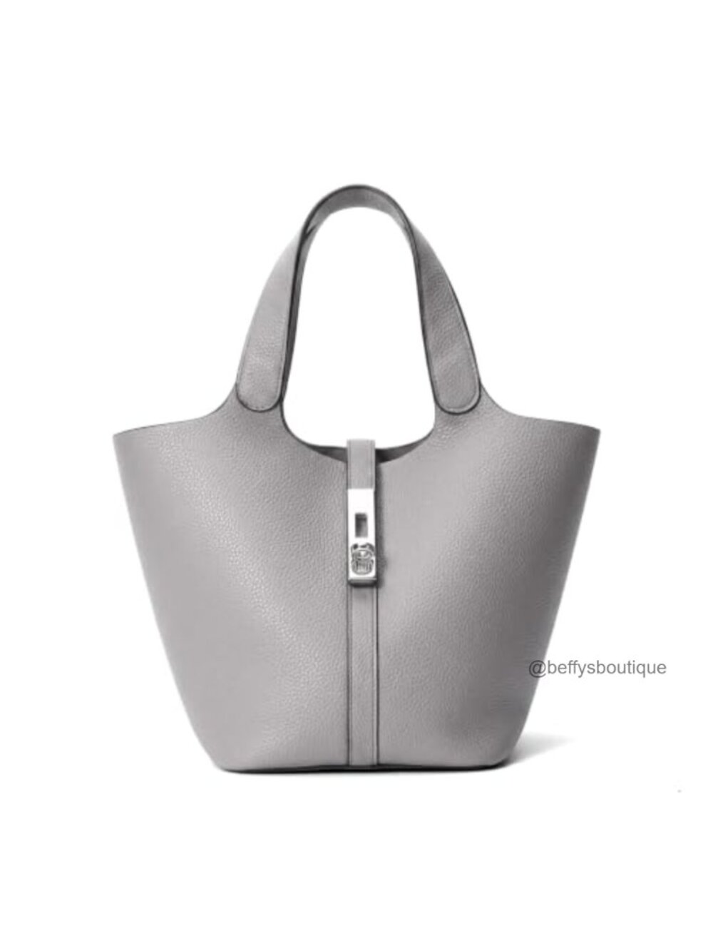 Vegan Leather Bucket Bag Top Handle Tote with Removable Pouch